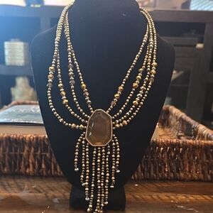 Elegant Gold and Black Beaded Necklace